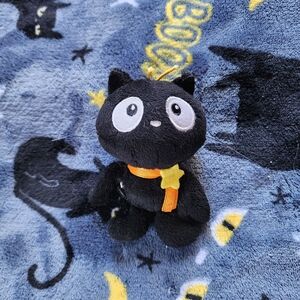 Black Cat Plush Toy with Orange Star Collar